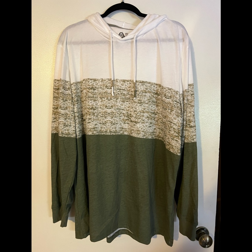 American Rag white and green hooded shirt